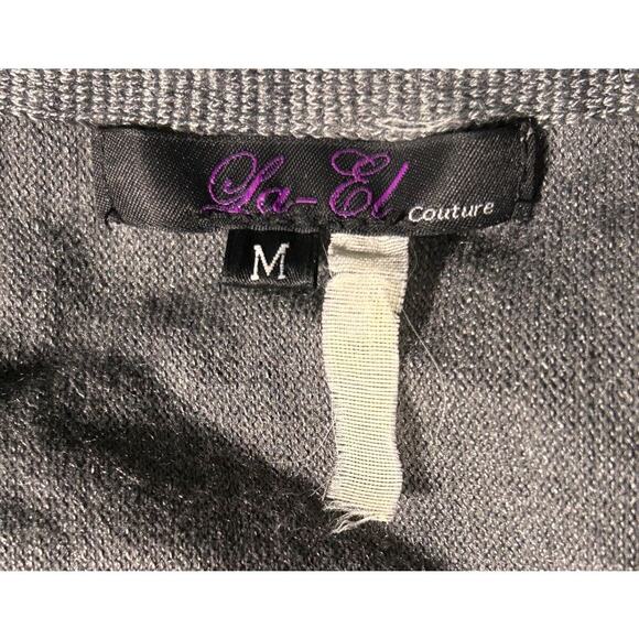 La-El Couture Wool Blend Cinched Waist Batwing Sleeve Gray Top Medium - Picture 5 of 6